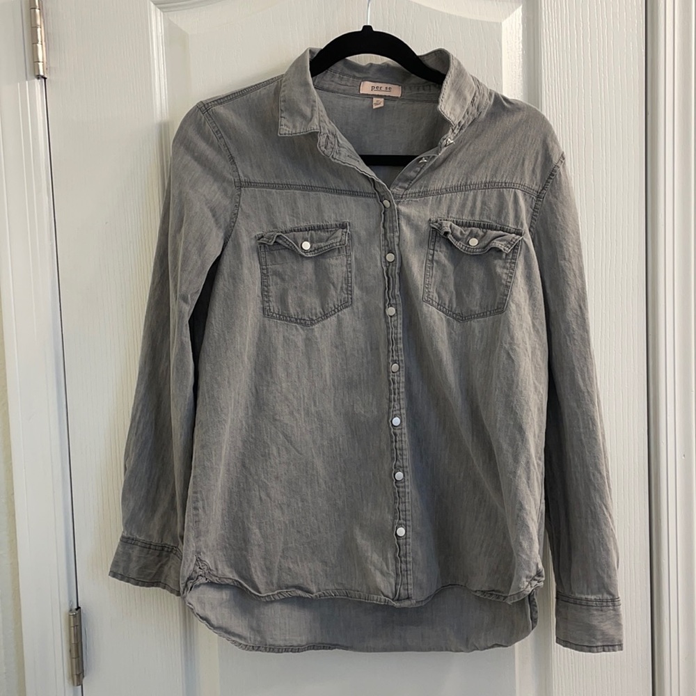 Gray button down denim